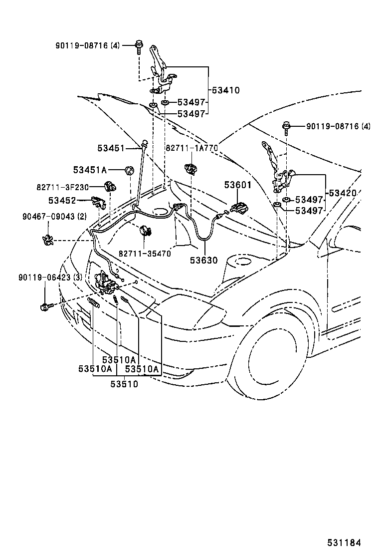 53510-12700 LOCK ASSY, HOOD product image
