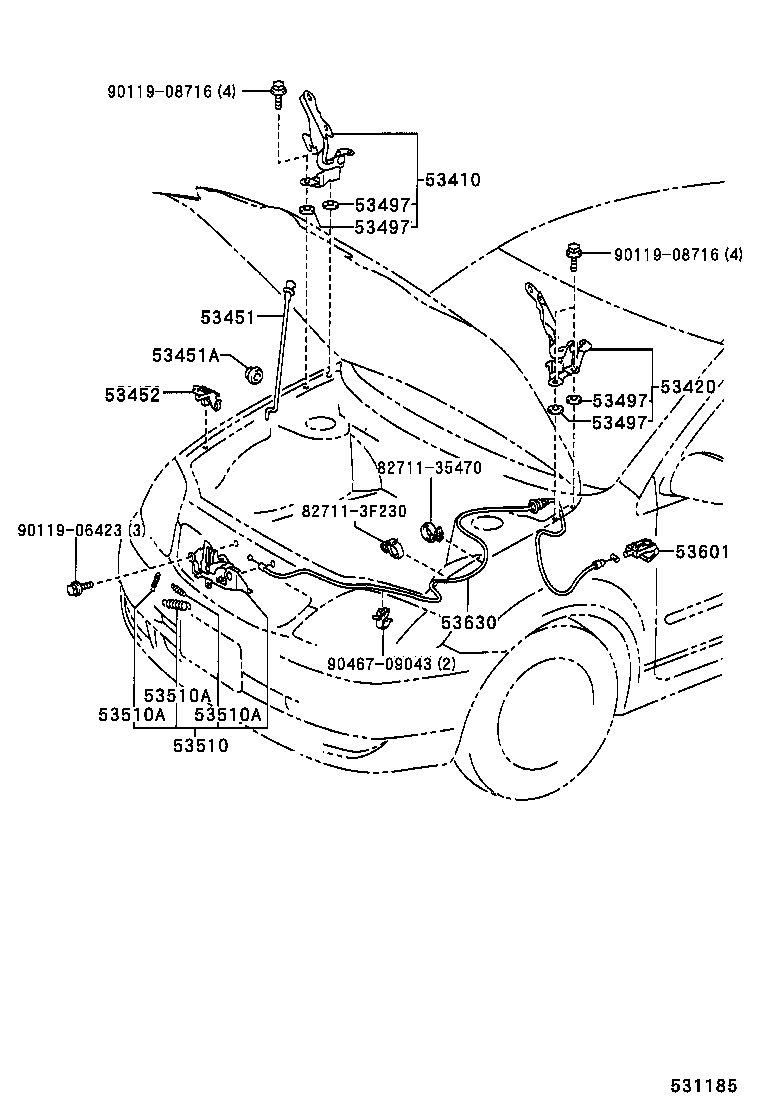 53510-12700 LOCK ASSY, HOOD product image