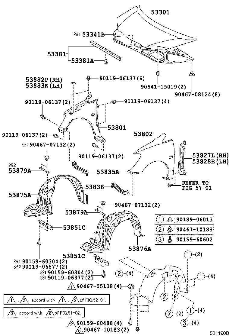 53812-13100 FENDER SUB-ASSY, FRONT LH product image