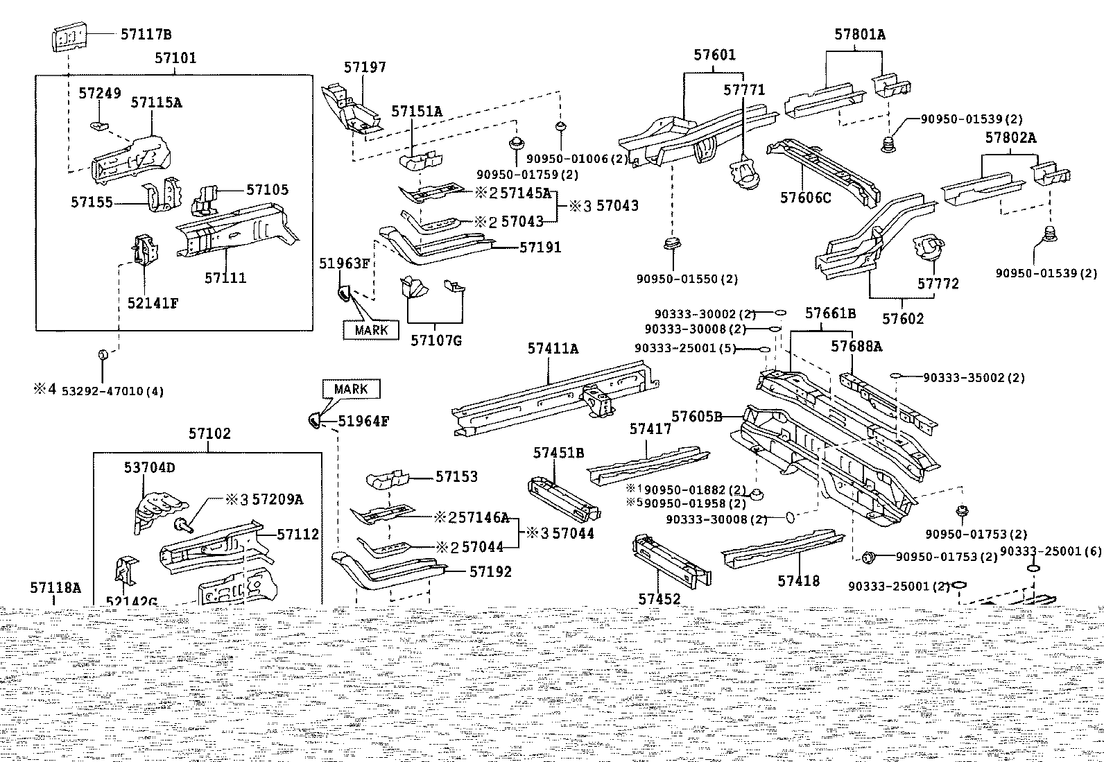 57044-52020 REINFORCEMENT SUB-ASSY, FRONT SIDE MEMBER, REAR LH product image