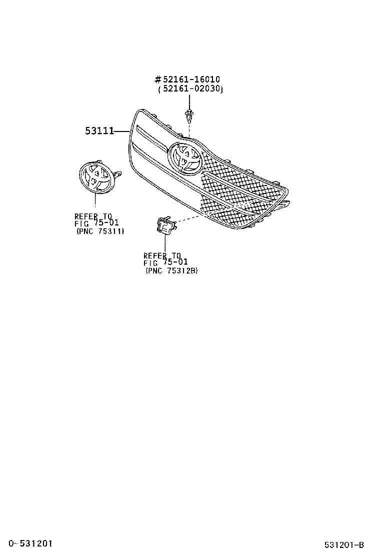 53111-02340 GRILLE, RADIATOR product image