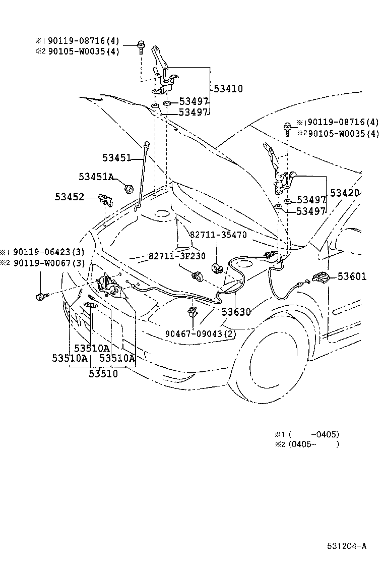 53630-02110 CABLE ASSY, HOOD LOCK CONTROL product image