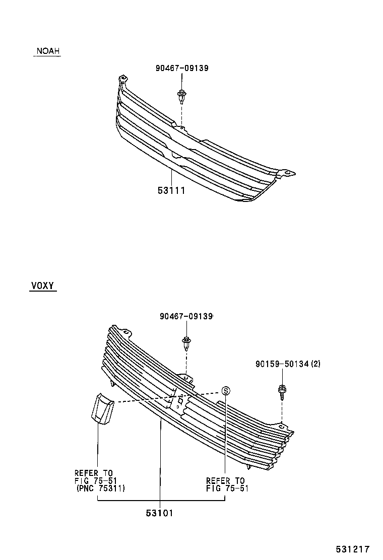 53111-28400 GRILLE, RADIATOR product image