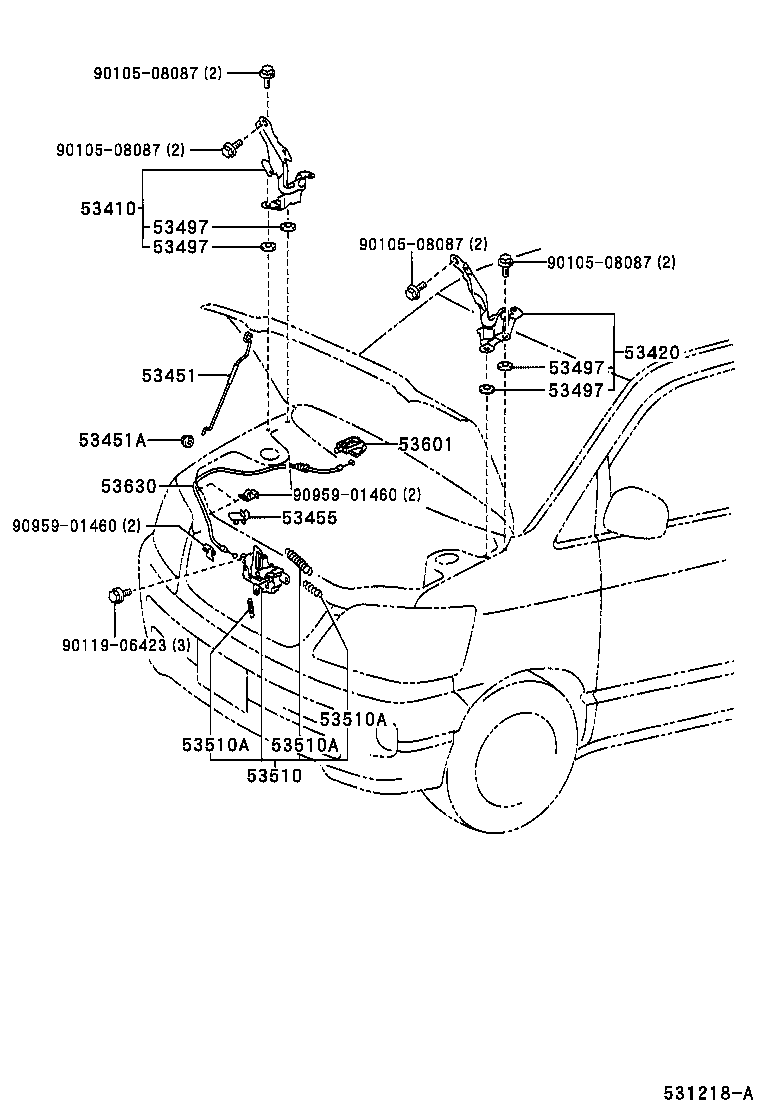 53630-28100 CABLE ASSY, HOOD LOCK CONTROL product image