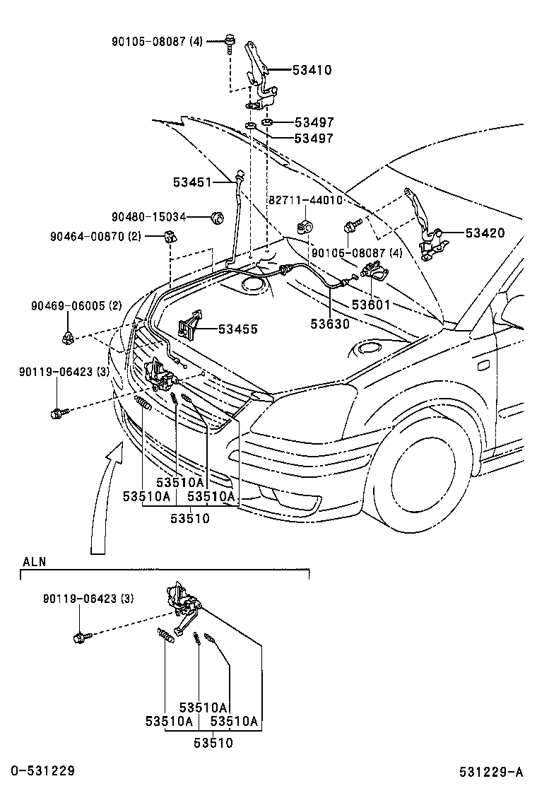 53455-20090 CLAMP, HOOD SUPPORT ROD product image