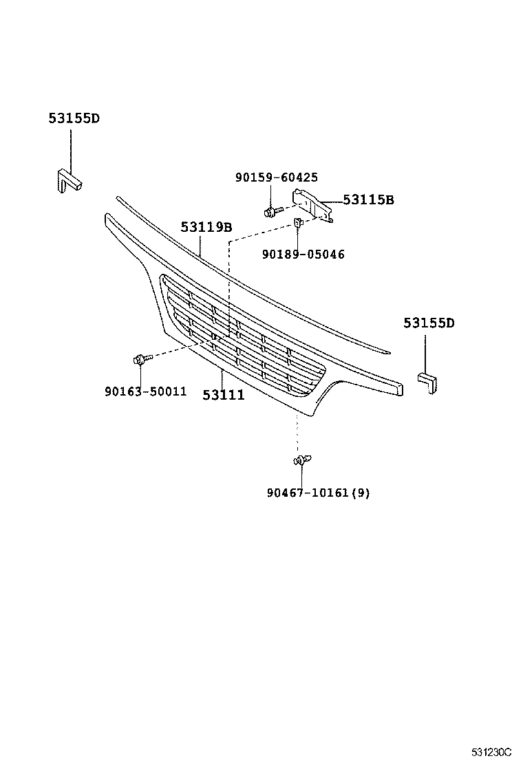 53115-37050 BRACKET, RADIATOR GRILLE product image