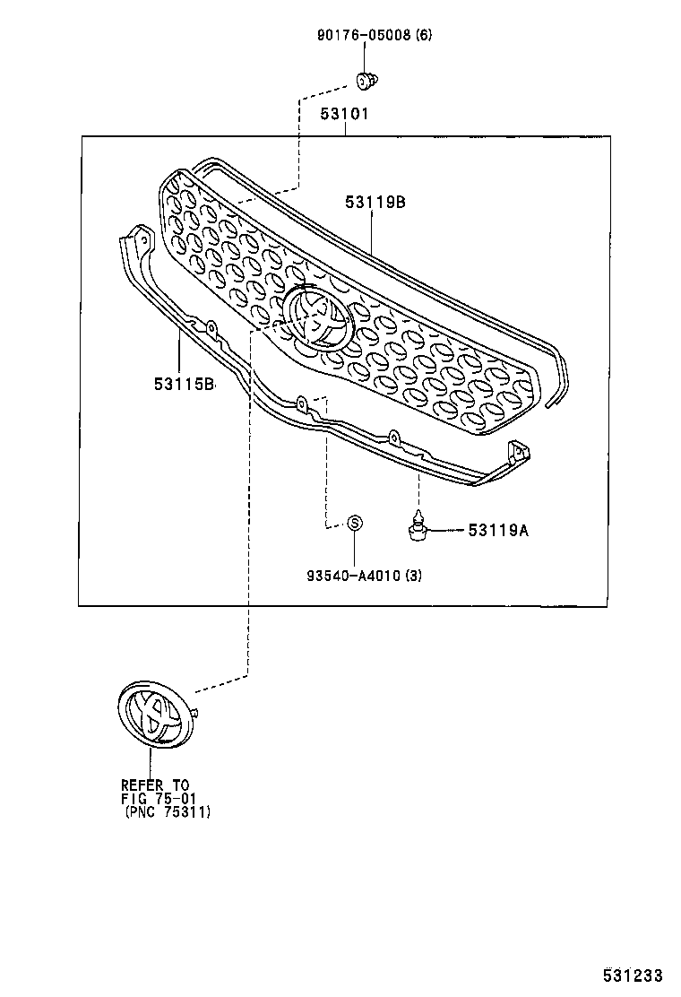 53119-02030 PROTECTOR, RADIATOR GRILLE product image