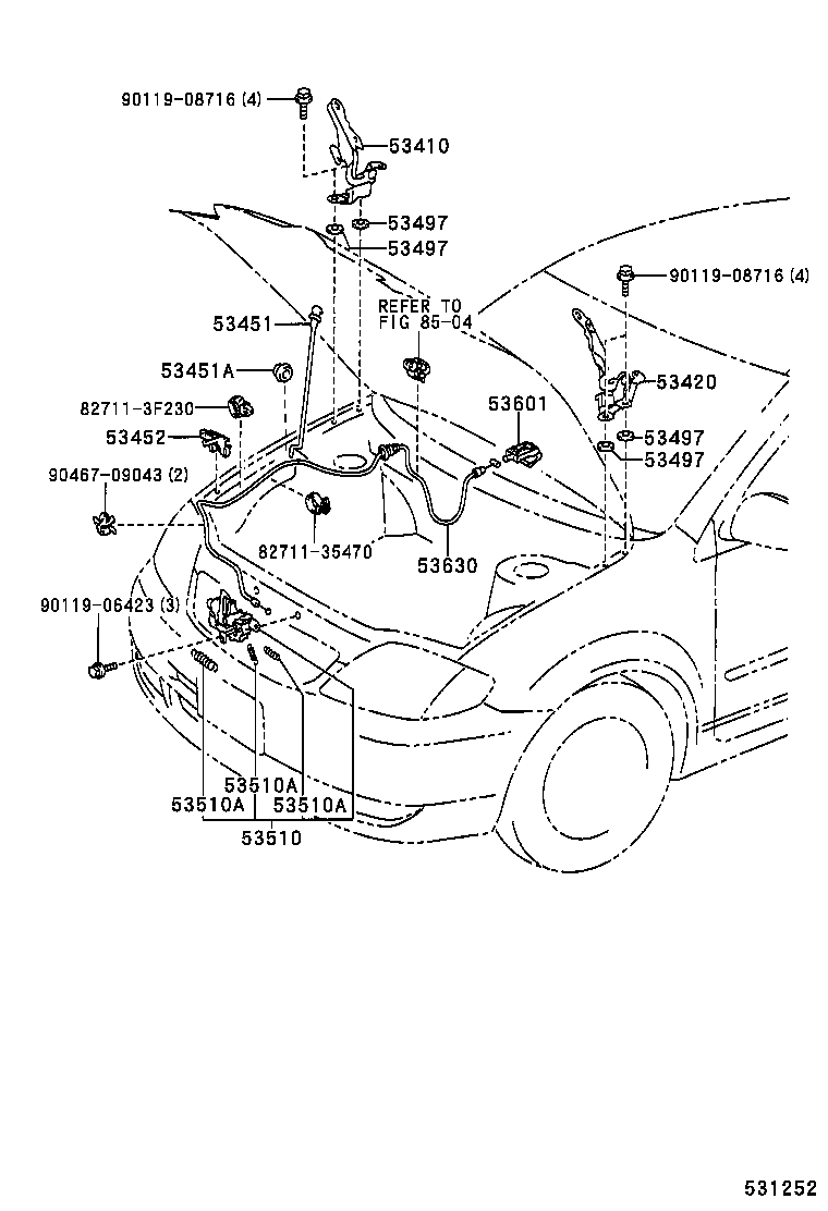 53510-12720 LOCK ASSY, HOOD product image