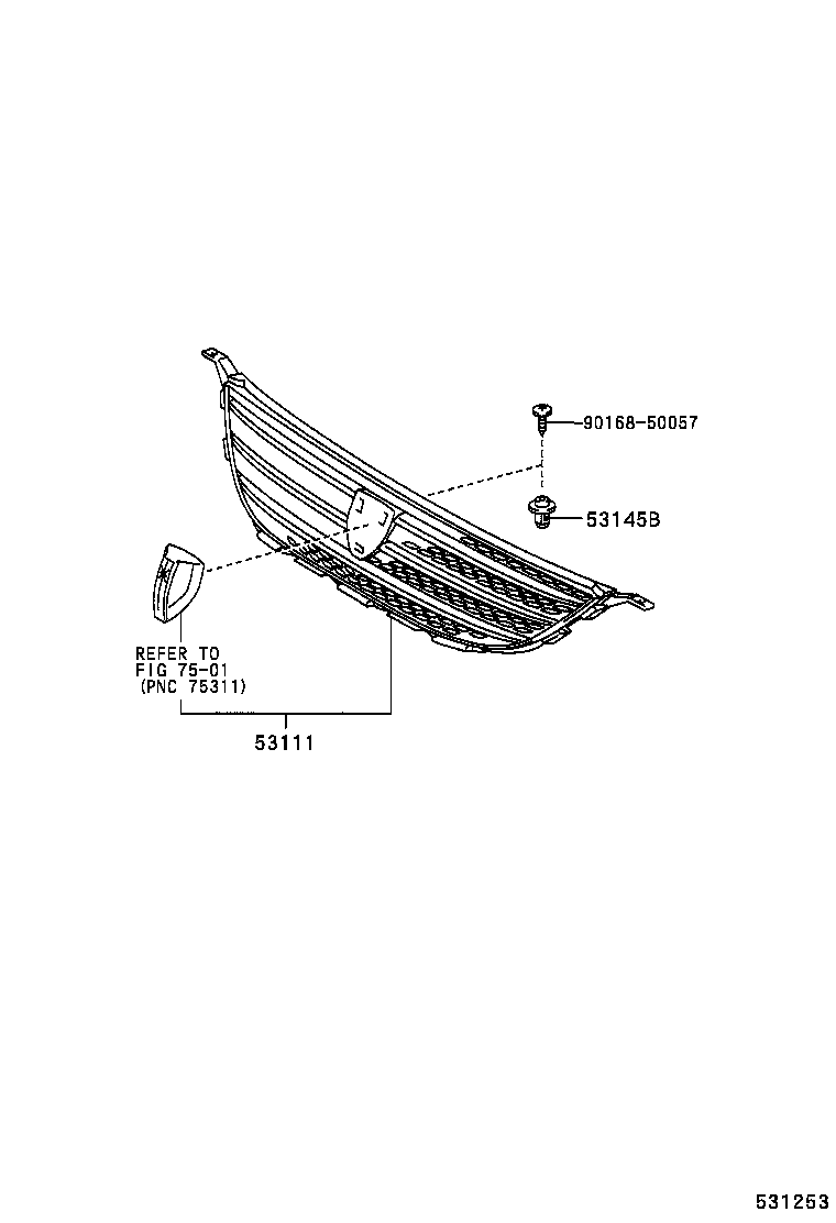 53101-22530 GRILLE, RADIATOR product image