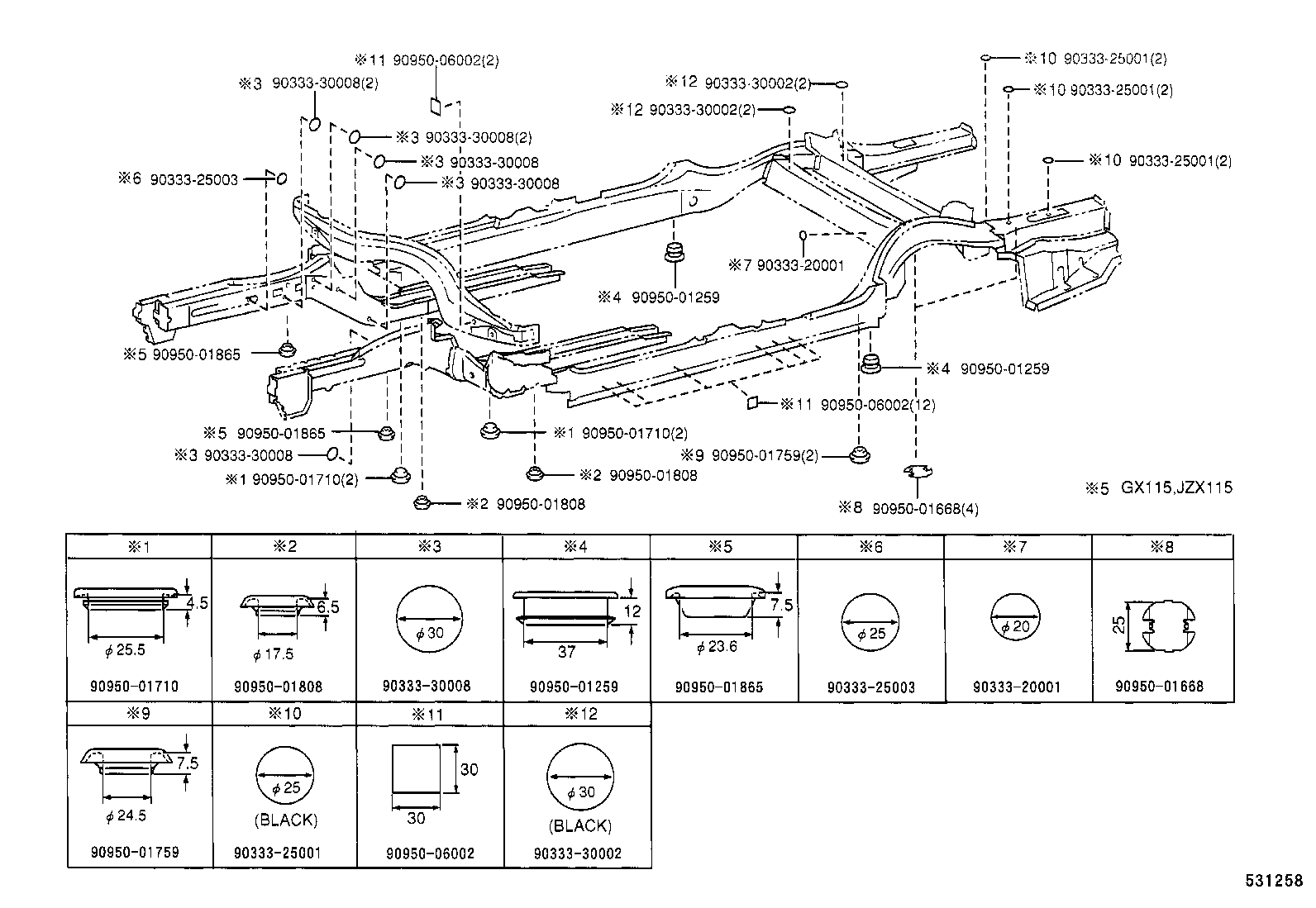 53154-22020 GUIDE, RADIATOR GRILLE SIDE AIR, LH product image