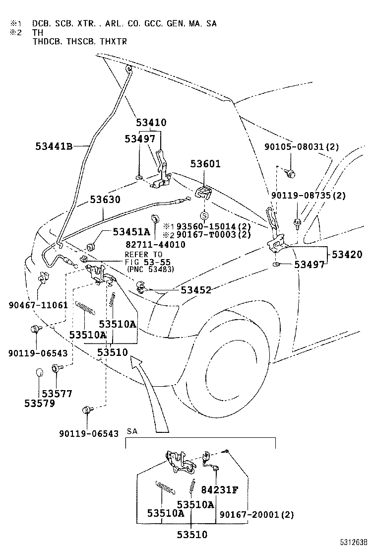 53630-35040 CABLE ASSY, HOOD LOCK CONTROL product image