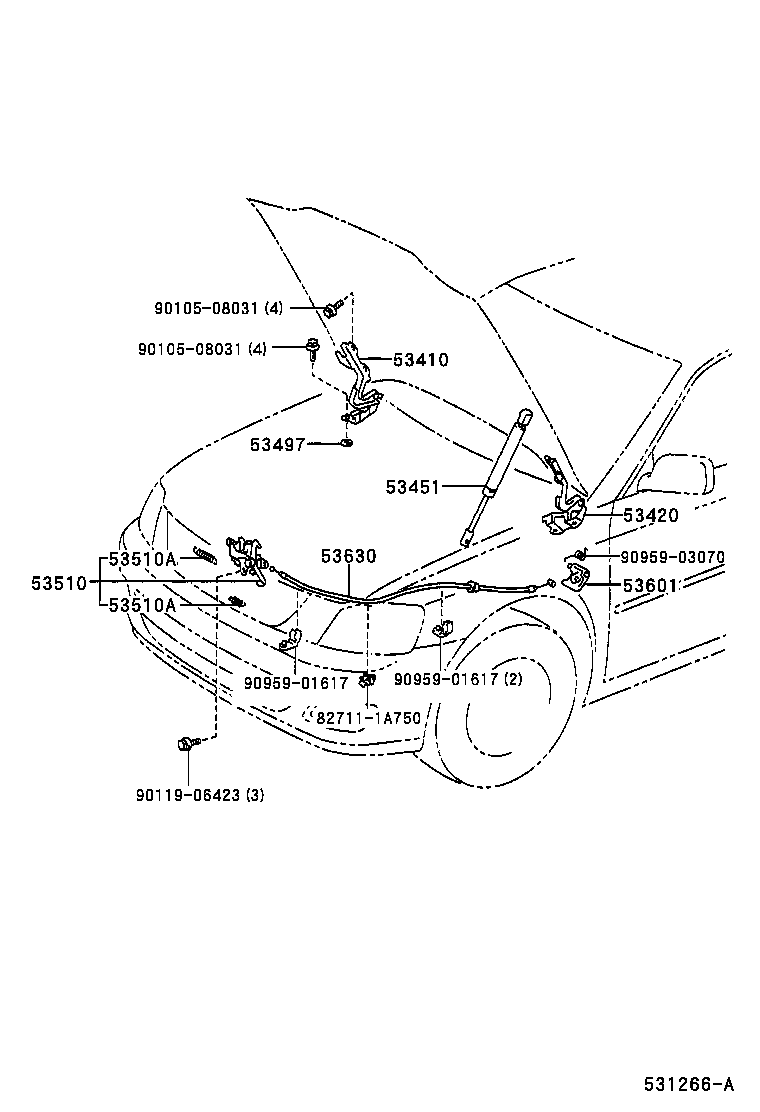 53510-06030 LOCK ASSY, HOOD product image