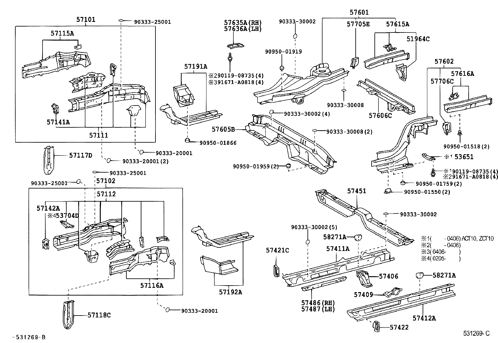 57422-32010 PLATE, FLOOR SIDE RAIL, LH product image