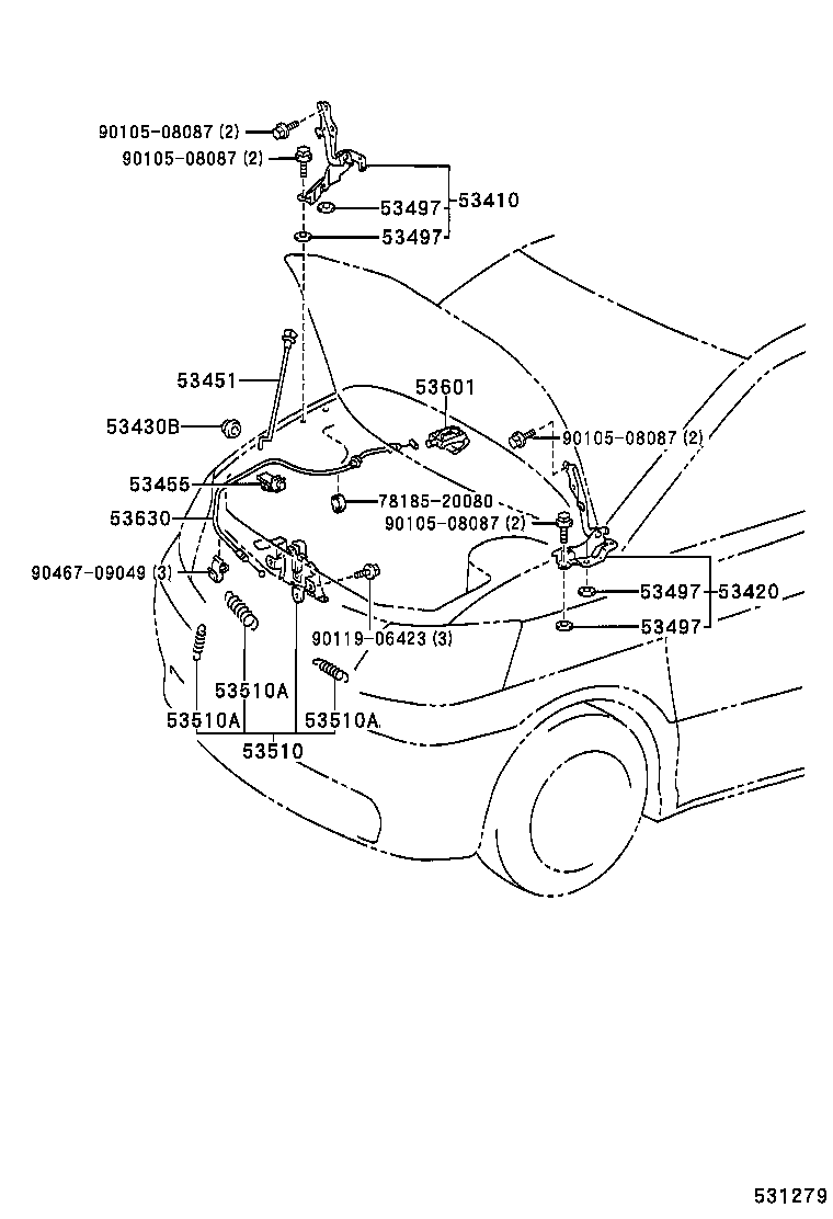 53440-58010 ROD, HOOD SUPPORT product image