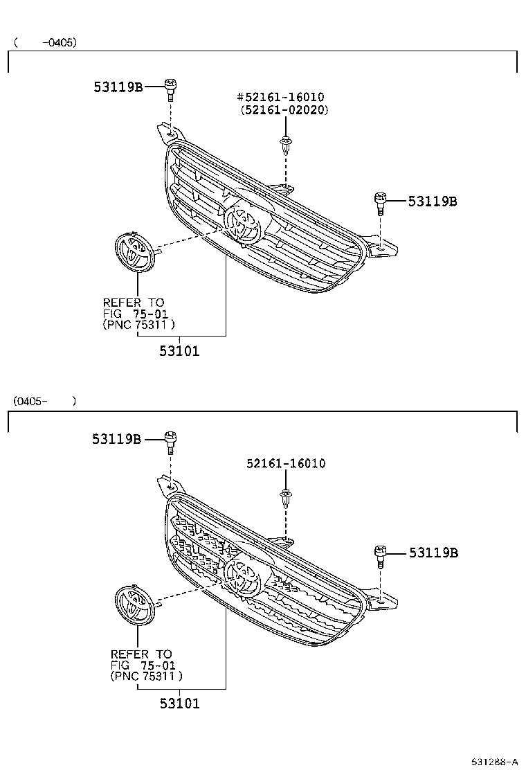 Toyota 53100-02020 GRILLE SUB-ASSY, RADIATOR