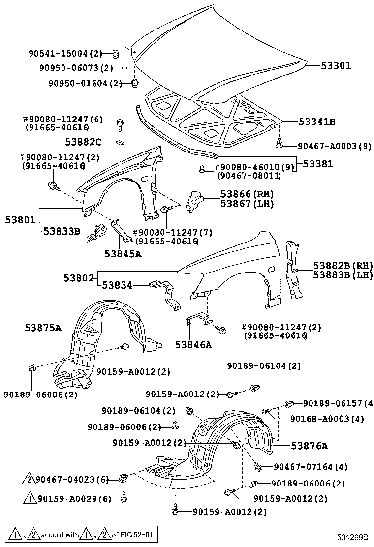 53801-AC020 FENDER SUB-ASSY, FRONT RH product image