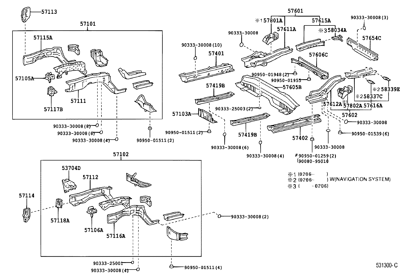 Toyota 57611-06905 MEMBER, REAR FLOOR SIDE, RH