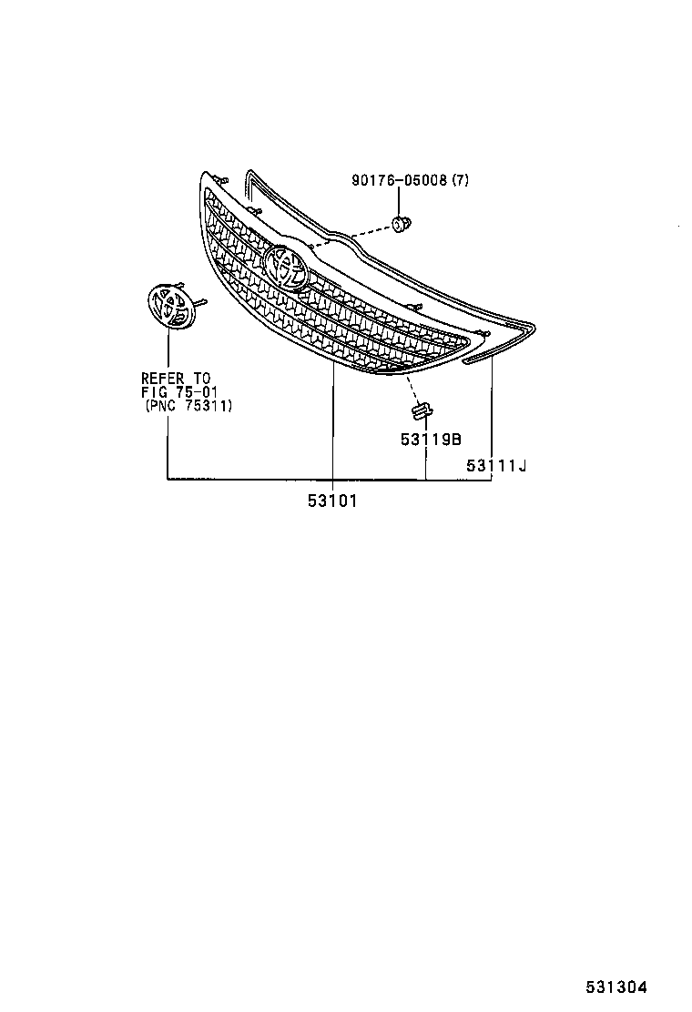 53119-YC030 PROTECTOR, RADIATOR GRILLE product image