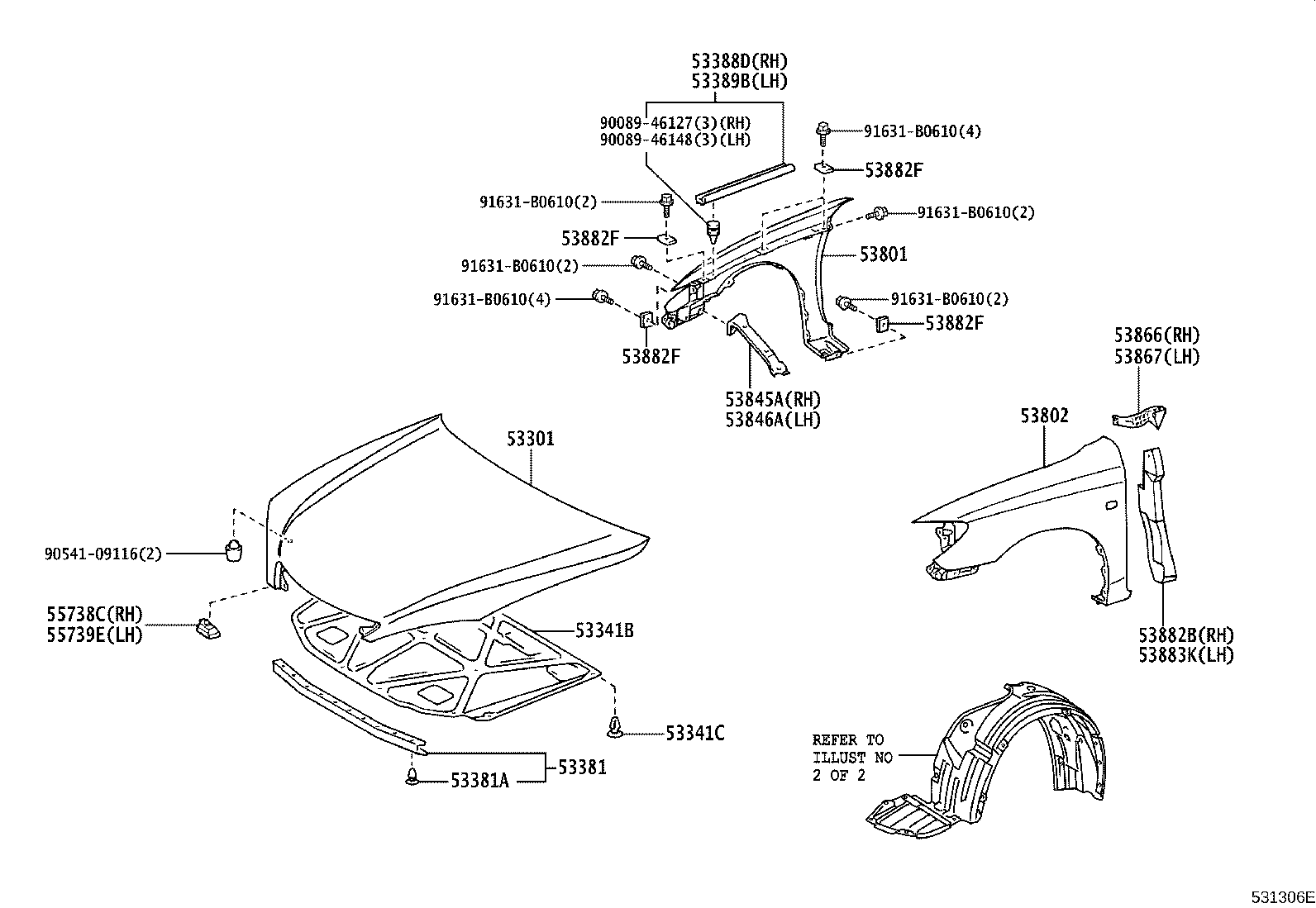 90089-46043 CLIP(FOR HOOD INSULATOR) product image