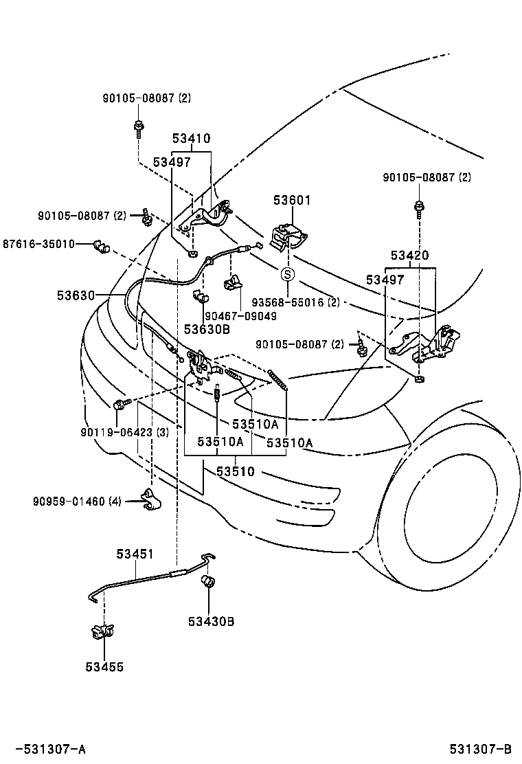 53451-28060 ROD, HOOD SUPPORT product image