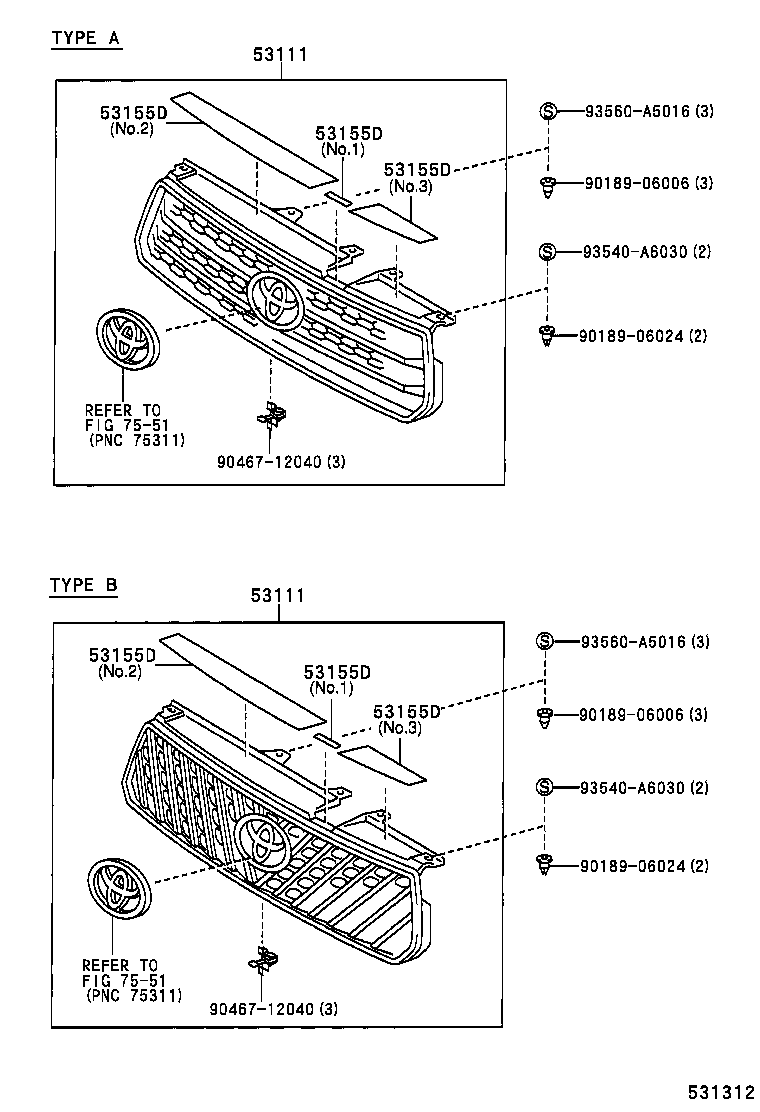53101-42110 GRILLE, RADIATOR product image