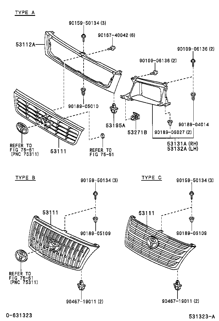 53114-0B040 GRILLE, RADIATOR product image