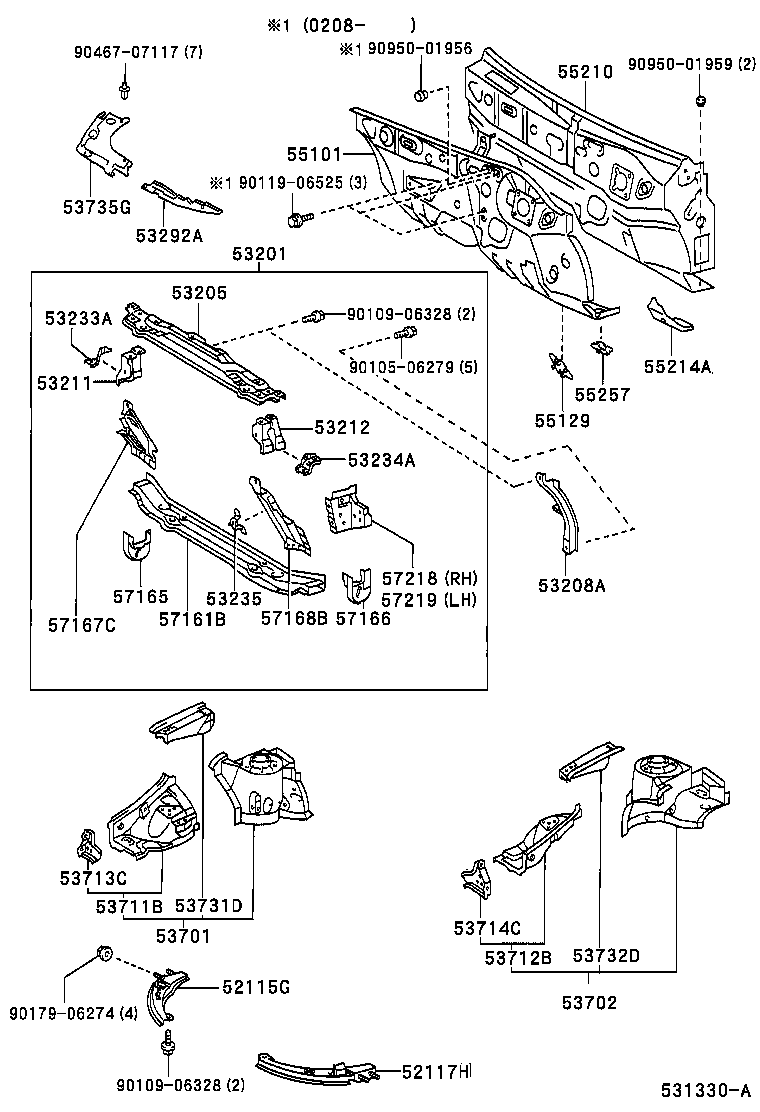Toyota 53201-20909 SUPPORT SUB-ASSY, RADIATOR