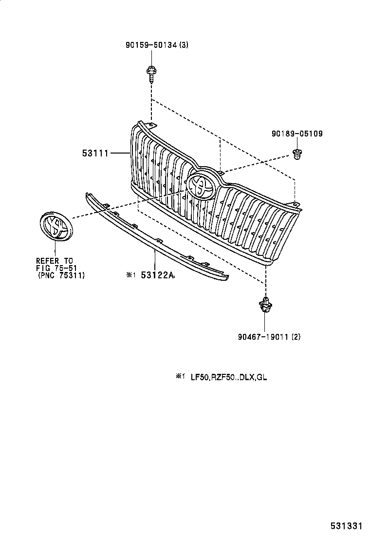 53111-0B030 GRILLE, RADIATOR product image