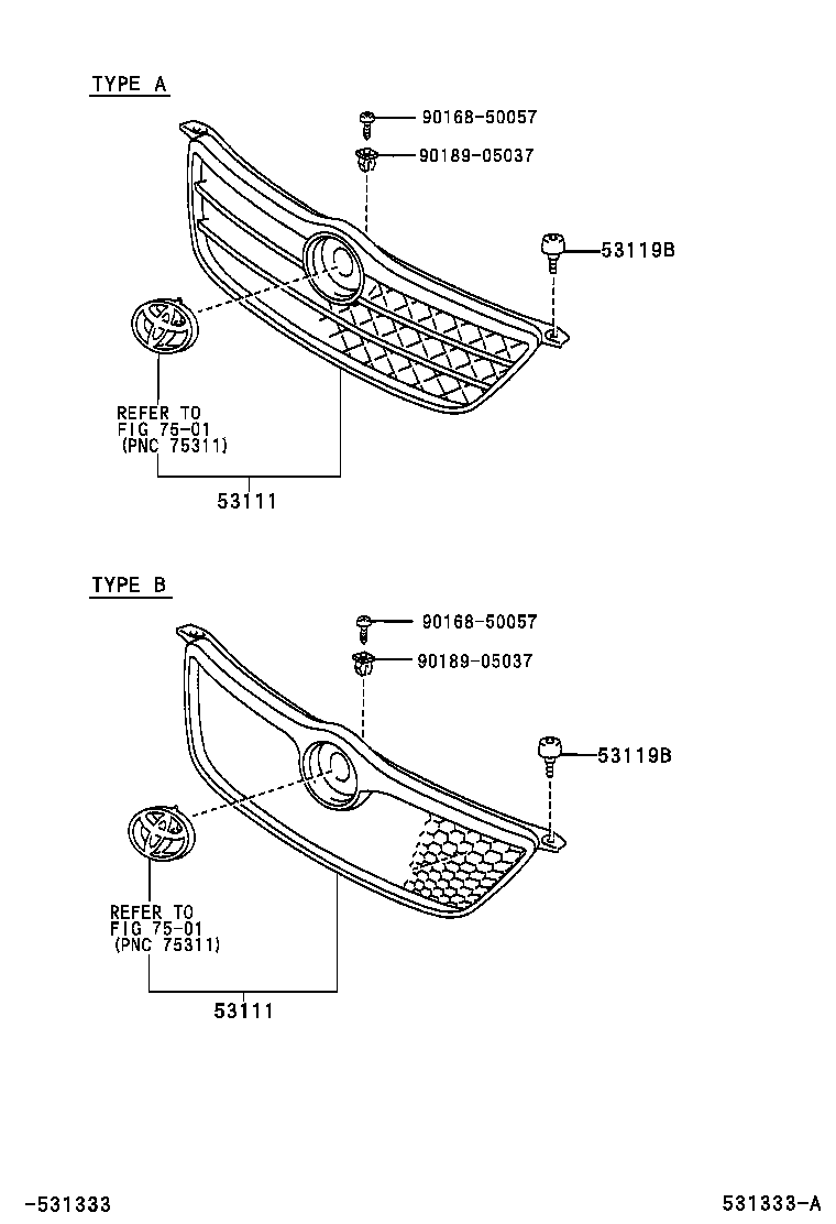 53111-02250 GRILLE, RADIATOR product image