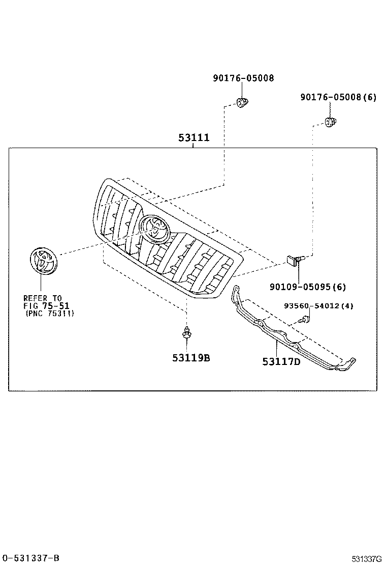53101-60610 GRILLE, RADIATOR product image