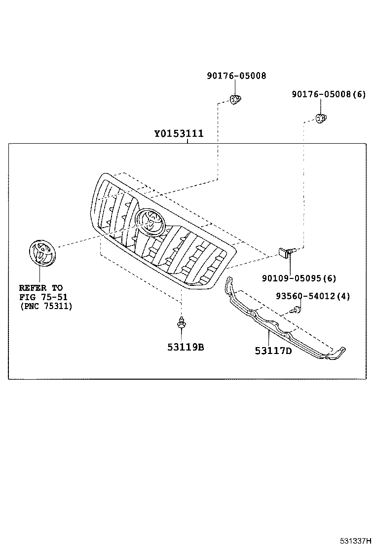 53101-60410 GRILLE, RADIATOR product image