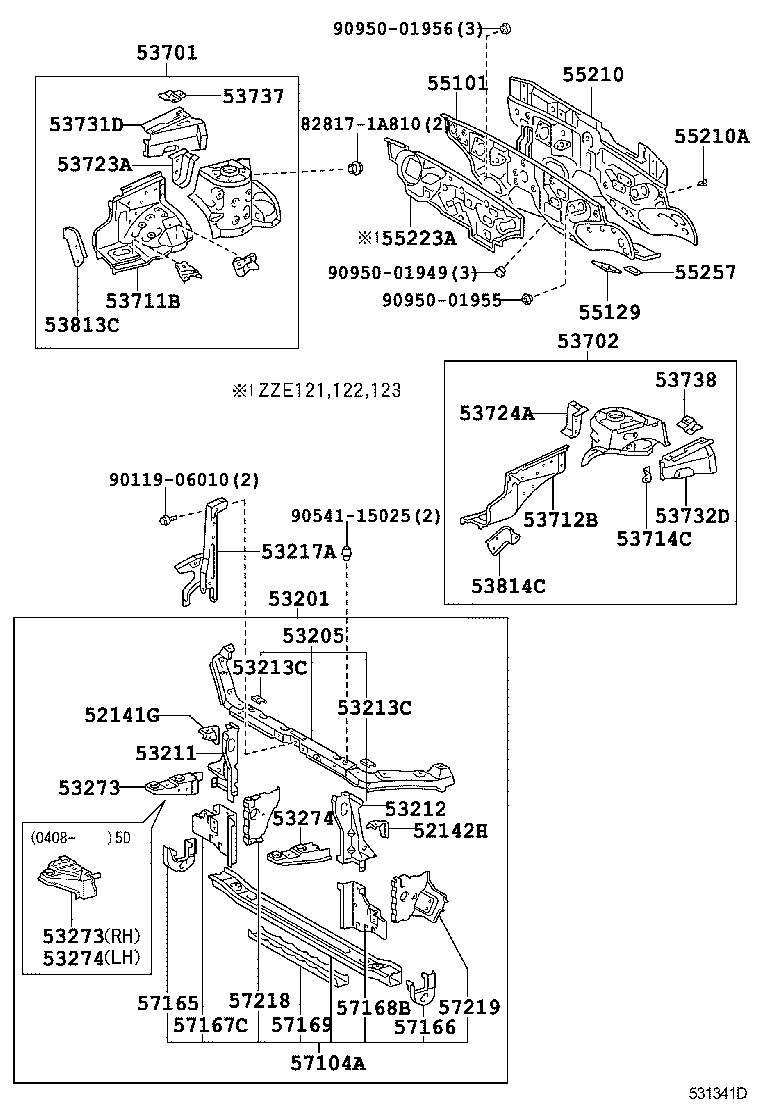 53205-02100 SUPPORT SUB-ASSY, RADIATOR, UPPER product image