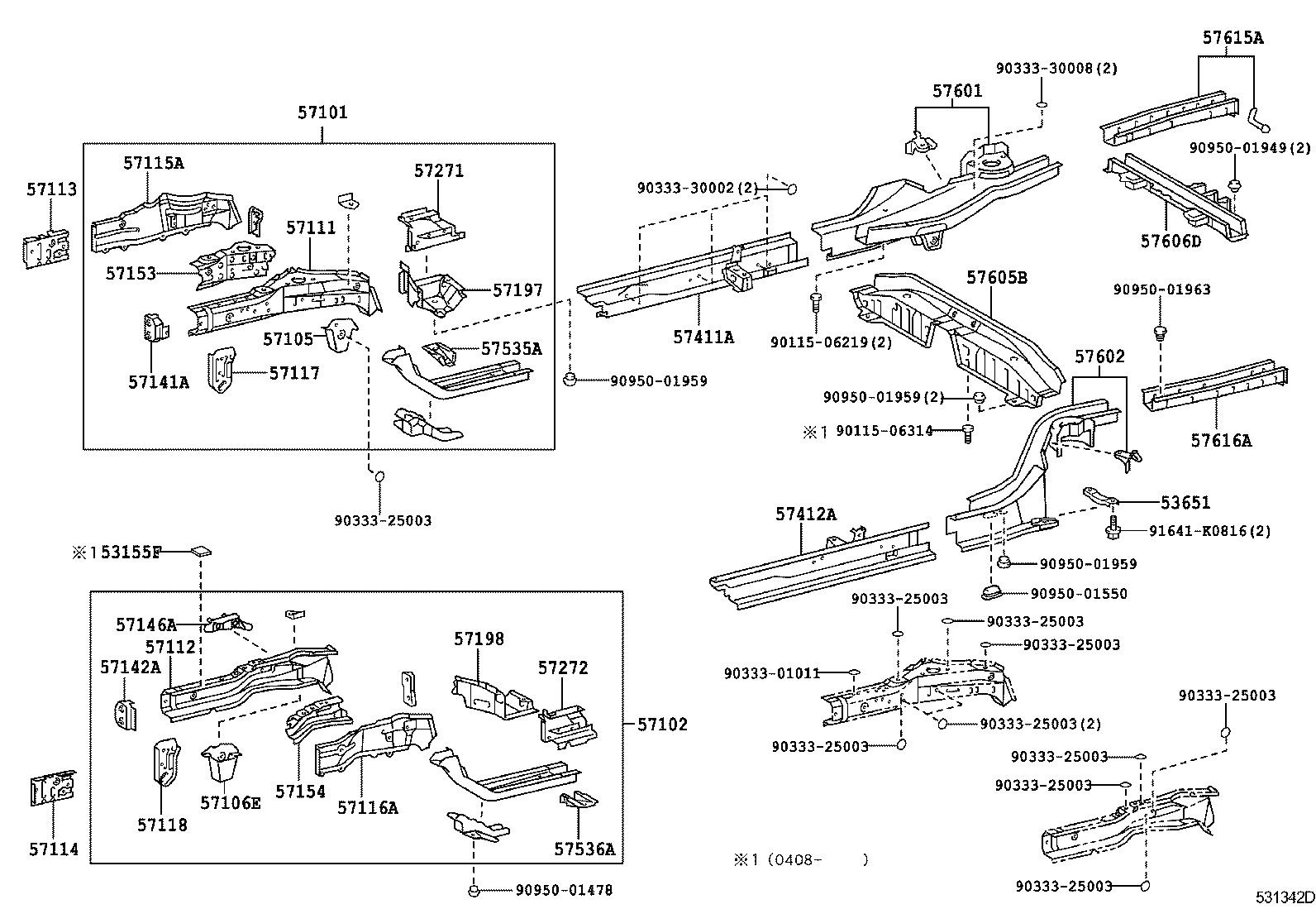 57606-02060 MEMBER SUB-ASSY, REAR ABSORBER MOUNTING product image