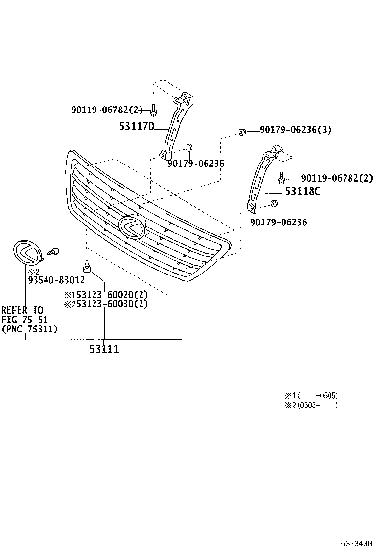 53117-60030 BRACKET, RADIATOR GRILLE, LOWER RH product image