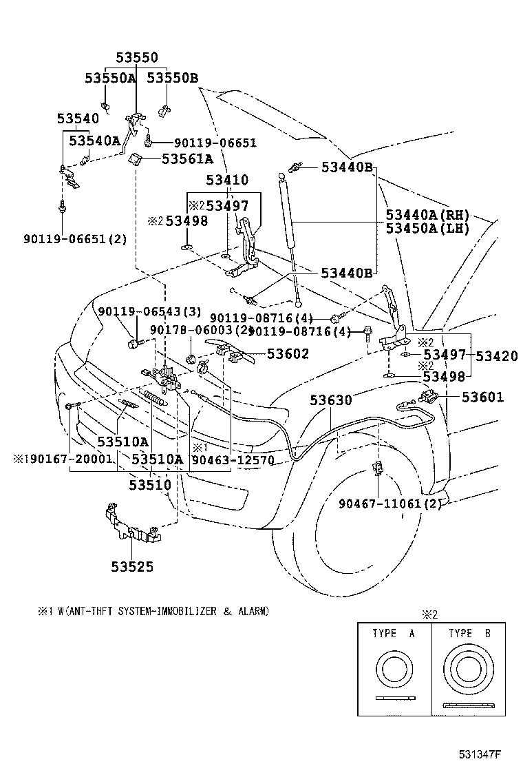 Toyota 53420-35060 HINGE ASSY, HOOD, LH