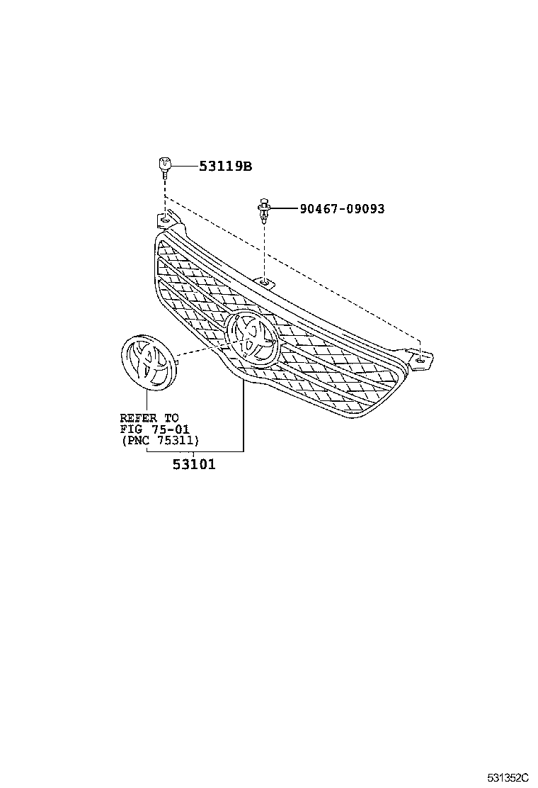 53101-0D040 GRILLE SUB-ASSY, RADIATOR product image