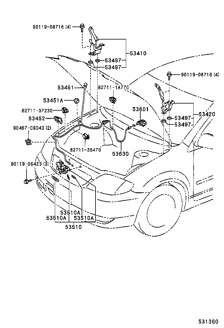 90080-50258 SPRING, TENSION(FOR HOOD LOCK) product image