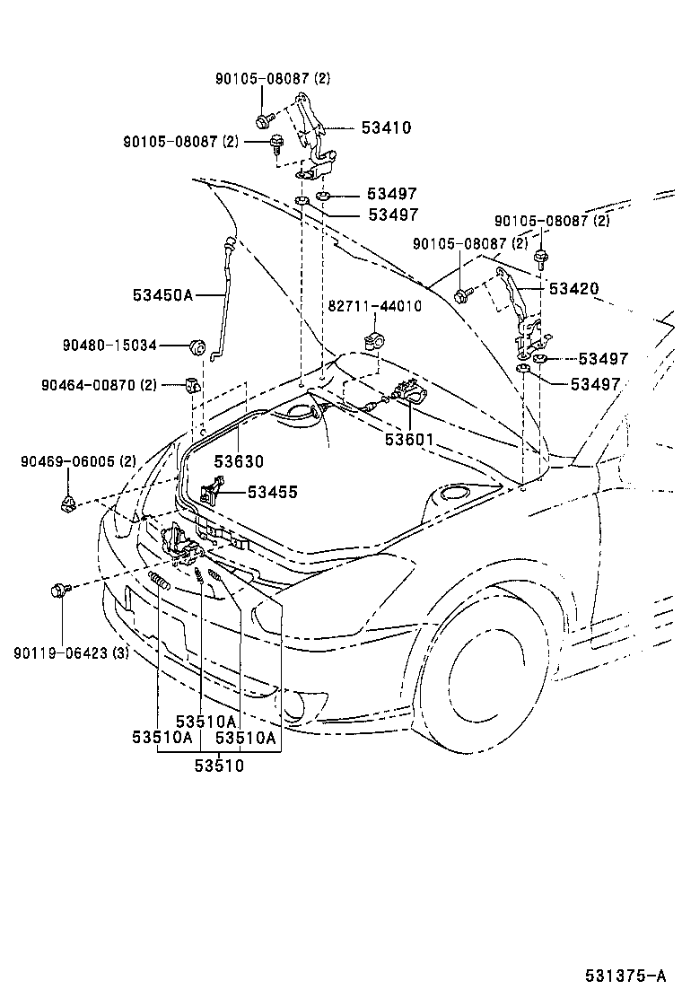 53510-21020 LOCK ASSY, HOOD product image