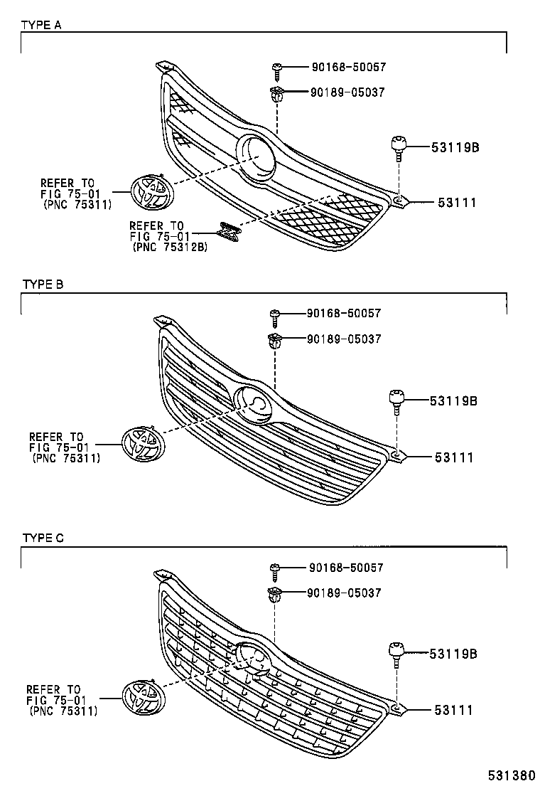 53111-13340 GRILLE, RADIATOR product image