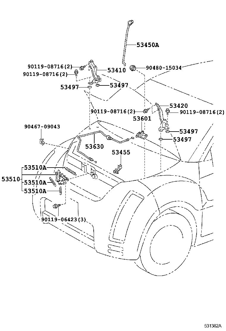53630-52060 CABLE ASSY, HOOD LOCK CONTROL product image