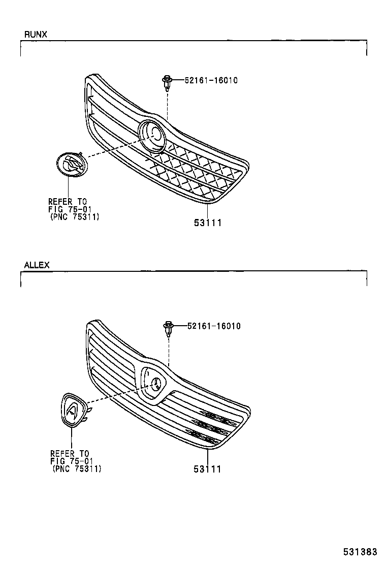 53111-13310 GRILLE, RADIATOR product image