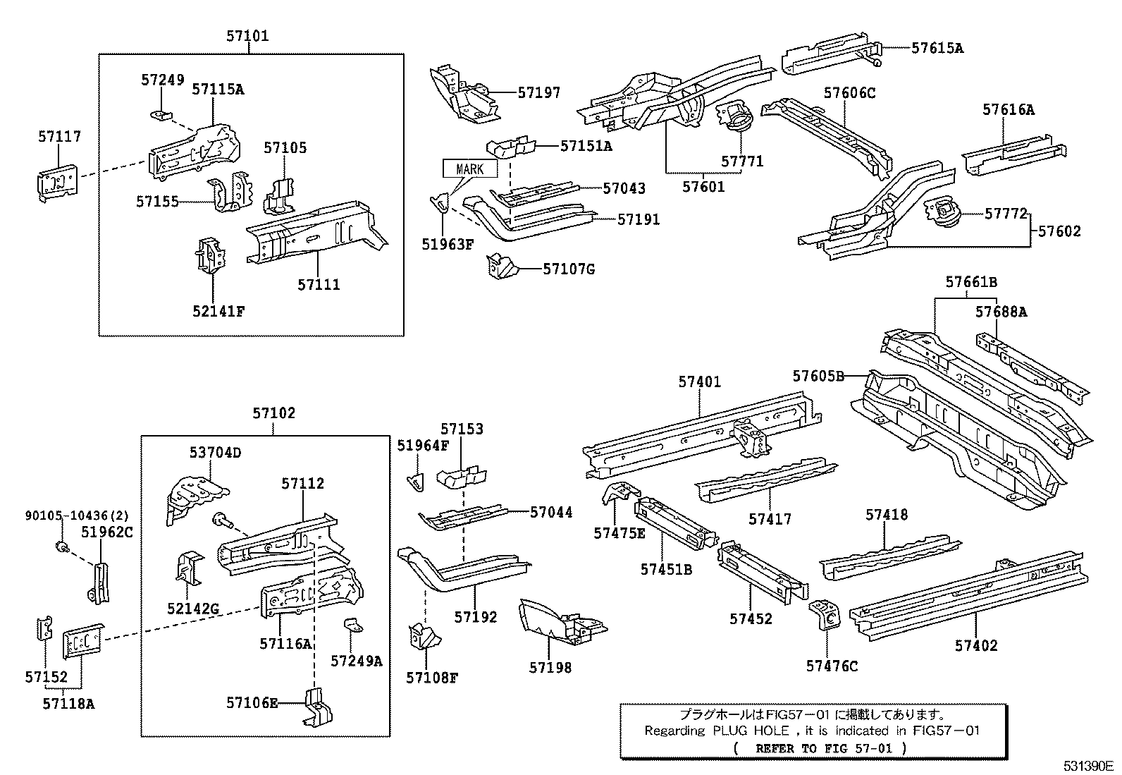 57116-52040 PLATE, FRONT SIDE MEMBER, OUTER LH product image