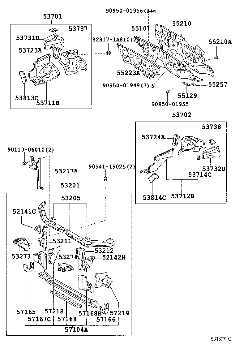 53205-13040 SUPPORT SUB-ASSY, RADIATOR, UPPER product image