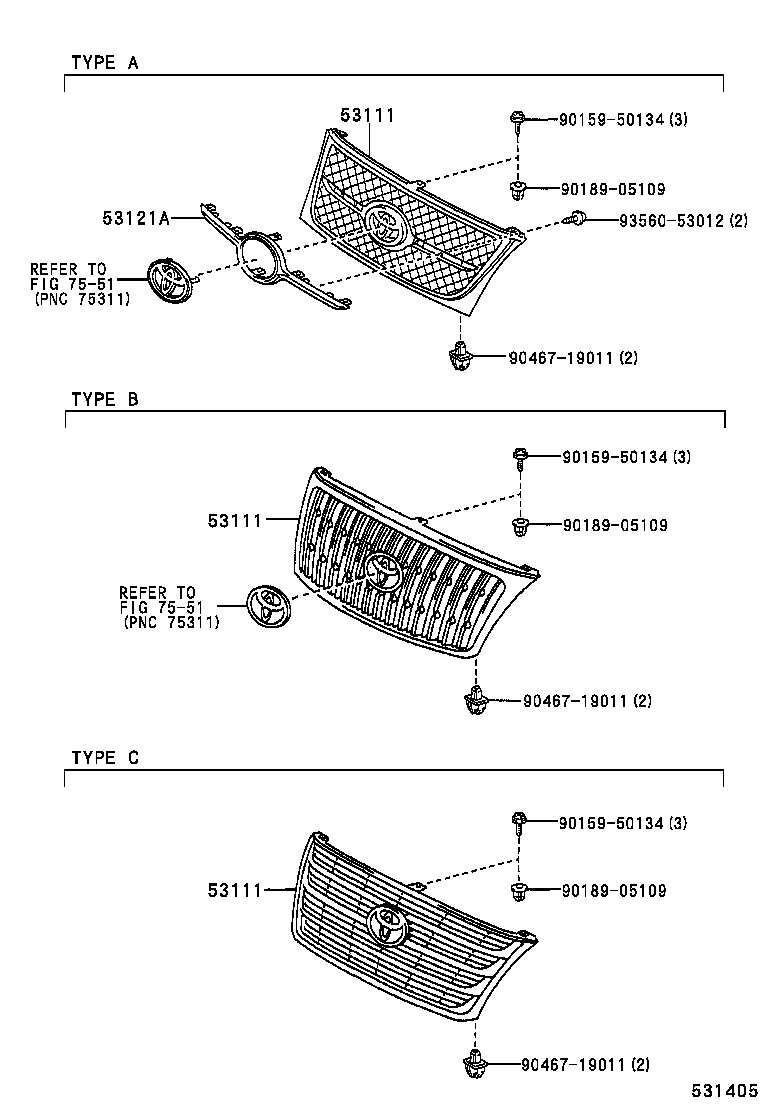 53114-0B040 GRILLE, RADIATOR product image