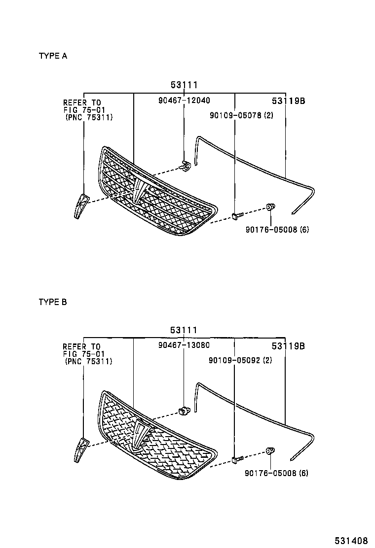 53101-22530 GRILLE, RADIATOR product image