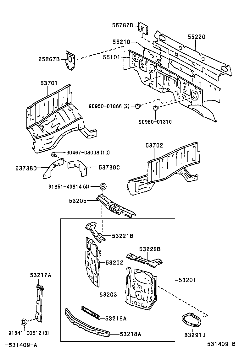 53701-0B030 APRON SUB-ASSY, FRONT FENDER, RH product image