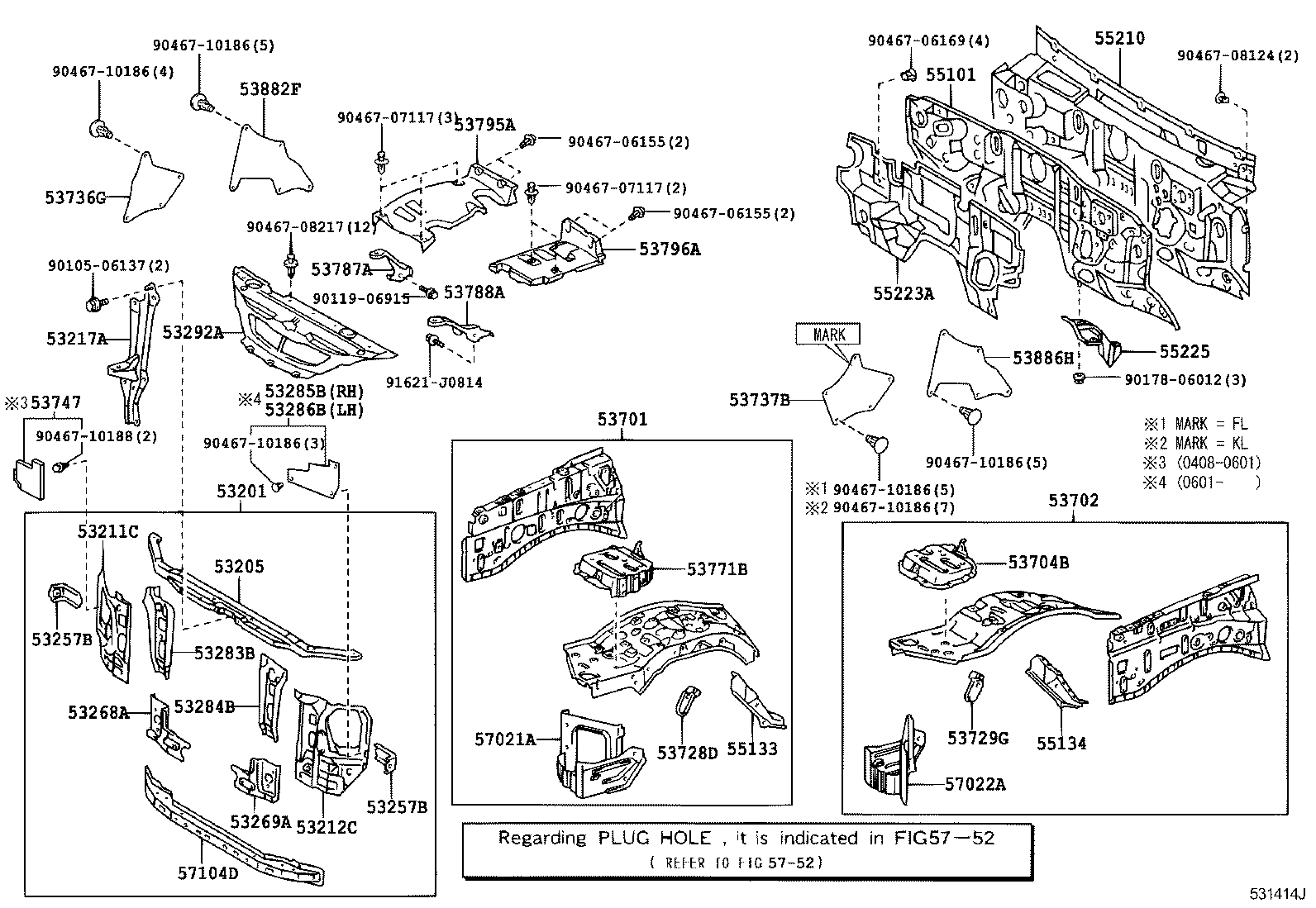 Toyota 53701-60831 APRON SUB-ASSY, FRONT FENDER, RH
