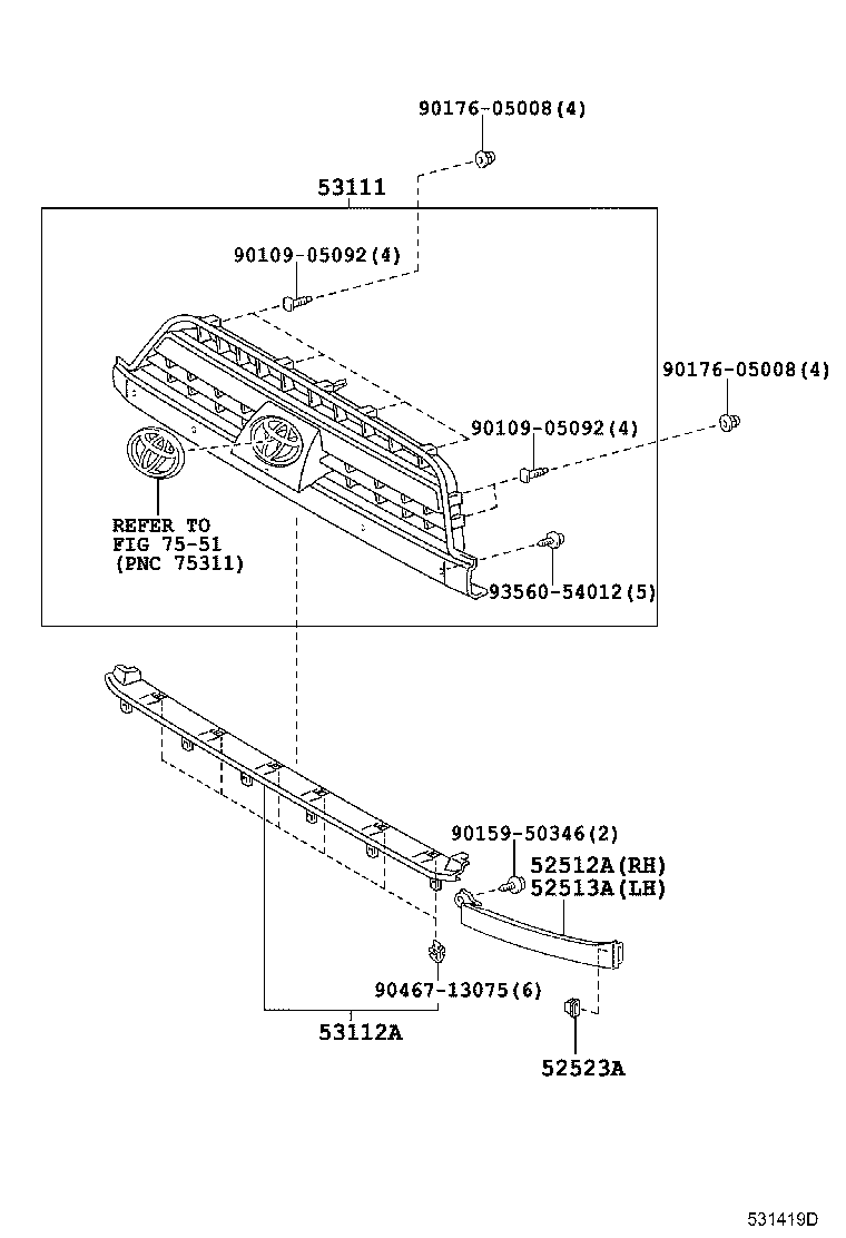 53100-35890 GRILLE, RADIATOR product image
