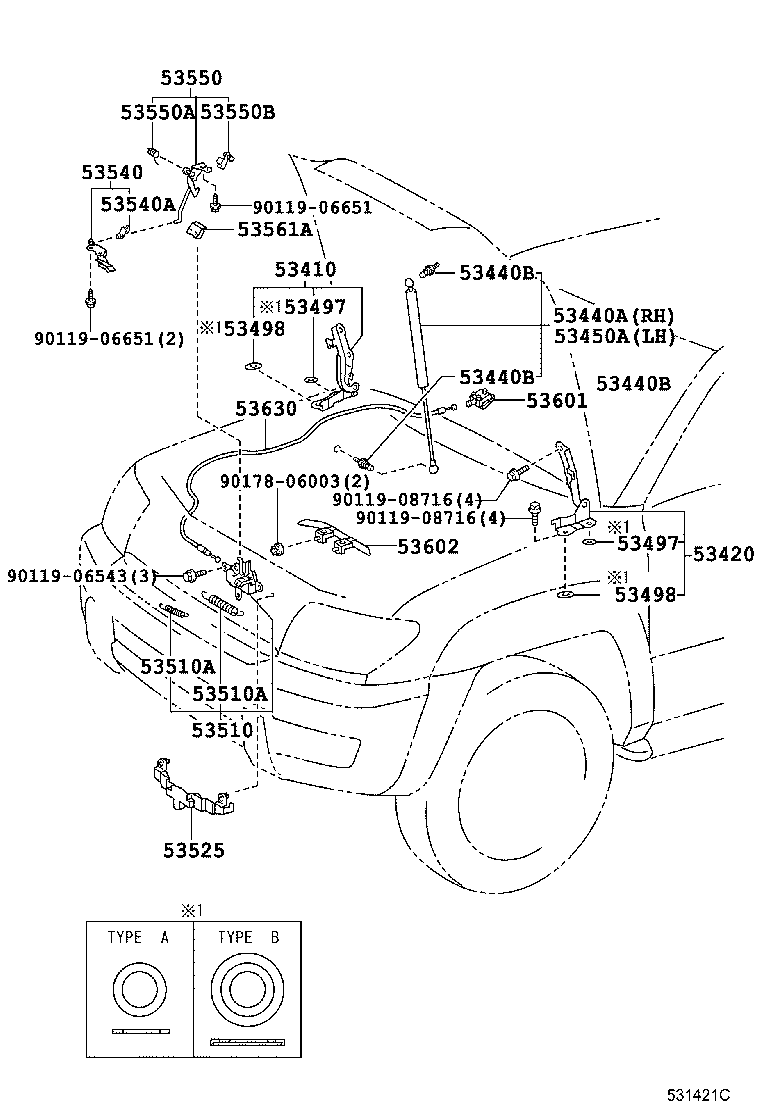 53630-35080 CABLE ASSY, HOOD LOCK CONTROL product image