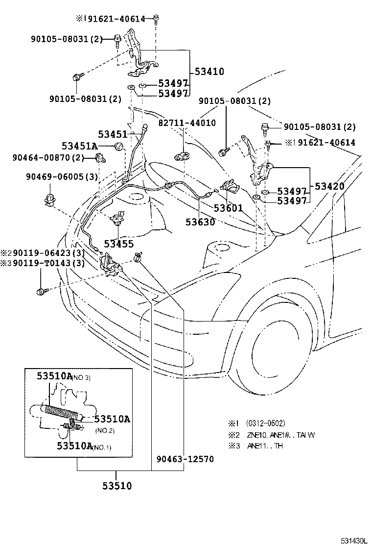 53630-0M010 CABLE ASSY, HOOD LOCK CONTROL product image